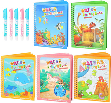 Magic Water Doodle Book for Kids – Reusable Water Painting Coloring Book with Water Pen | Pack of 4 + 2 FREE Books (Limited Time) | Empire Variety