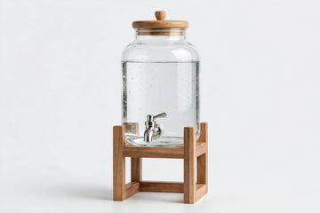 Glass Water Dispenser with Natural Wooden Stand
