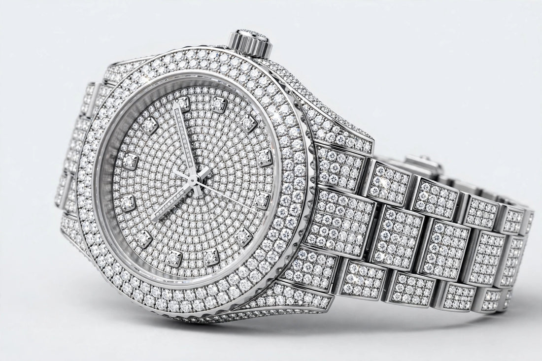 Straight European Hip Hop Diamond Quartz Wrist Watch